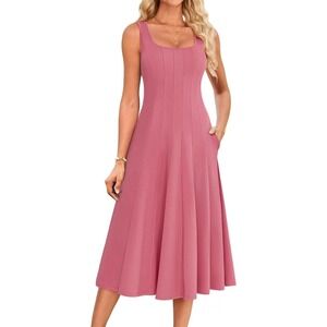 Grace Karin Summer Beach Formal Dress A Line Midi Size M Pink (4354)